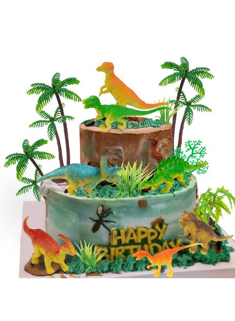 32Pcs Dinosaur & Tree Toy Set Realistic Cake Toppers Birthday Party Decor For Boys & Girls