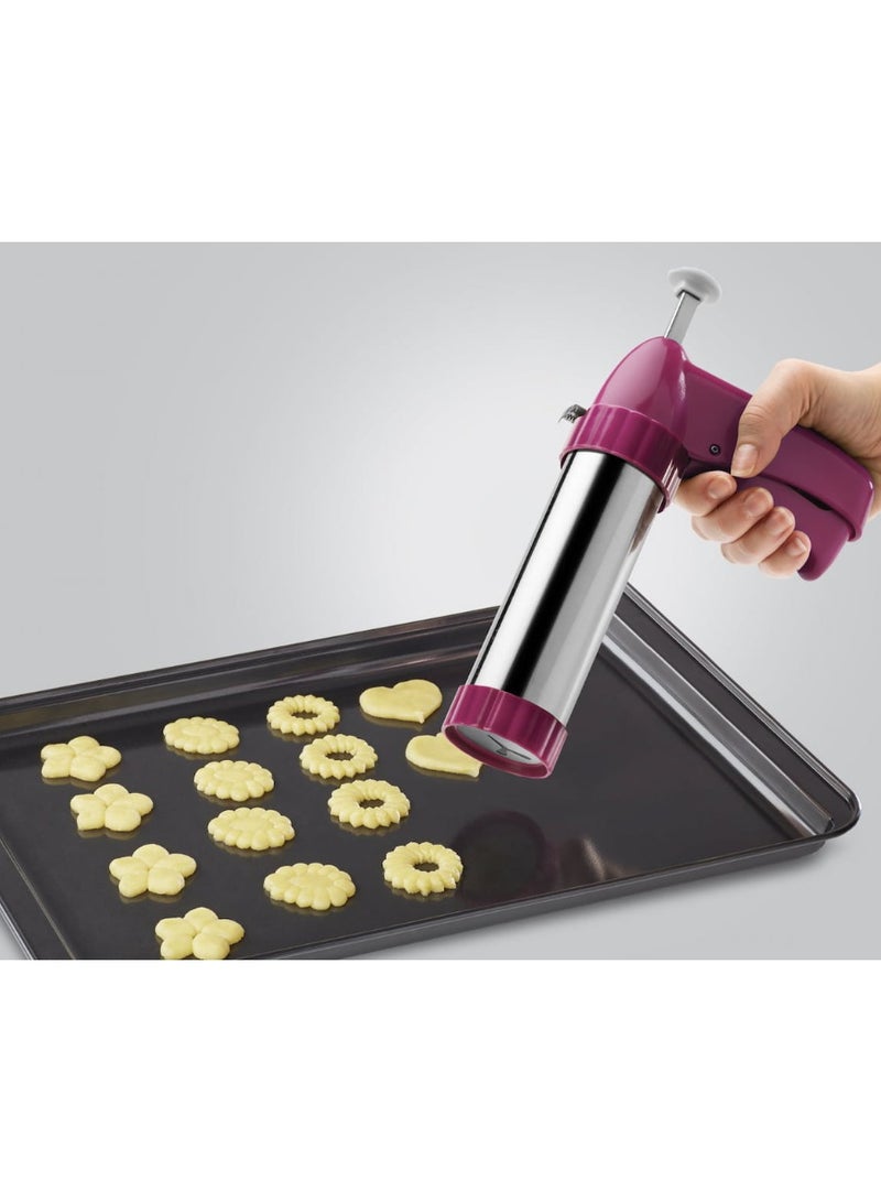 Metaltex Profi-Bisquick Cookie Gun & Icing Set – 2-in-1 Stainless Steel Biscuit Maker with 12 Discs & 5 Nozzles - Image 2