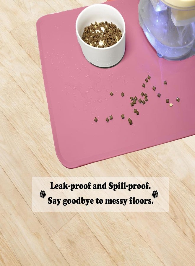Petgoof™ - Waterproof Pet Feeding Mat Placemats for Cat Dog Water Bowl, Silicone Feeding Mat, Dog Cat Feeding Mats for Food and Water Prevent Spill. (Pink) (48CM*30CM) - Image 5