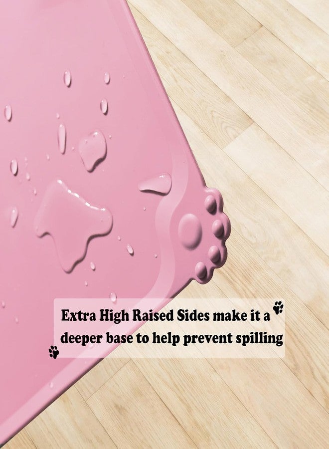 Petgoof™ - Waterproof Pet Feeding Mat Placemats for Cat Dog Water Bowl, Silicone Feeding Mat, Dog Cat Feeding Mats for Food and Water Prevent Spill. (Pink) (48CM*30CM) - Image 3
