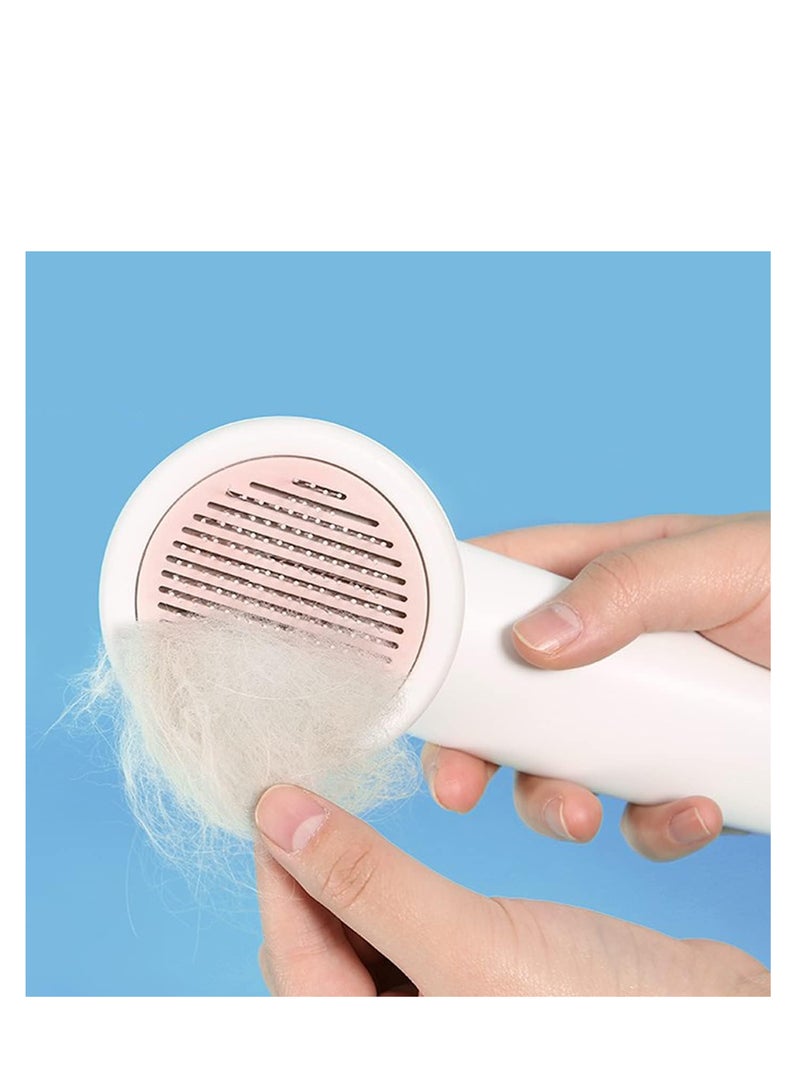 ECVV فرشاة تصفيف الحيوانات الأليفة ECVV فرشاة سليك ذاتية التنظيف أمشاط أدوات التخلص من الشعر للكلاب والقطط تدليك تزيل الفرو العابر والفرو المتشابك والأوساخ، وردي - Image 4