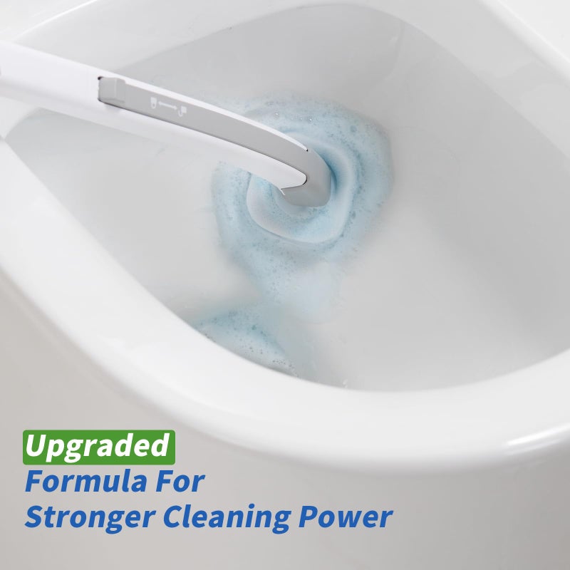 oshang Disposable Toilet Brush - Toilet Bowl Cleaner, Toilet Cleaning Supplies, Toilet Brush with Holder, 14 Refills for Deep Cleaning and Hygienic Bathroom Maintenance - Image 2