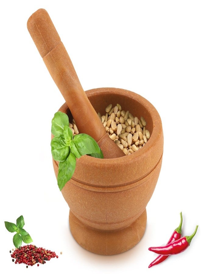 Beufee Mortar and Pestle, Grinder Bowl with Rod Hammer, Sauce Garlic Masher Hand Grinder Crusher Kitchen Gadgets Seasoning Spice Tools (Wooden) - Image 1
