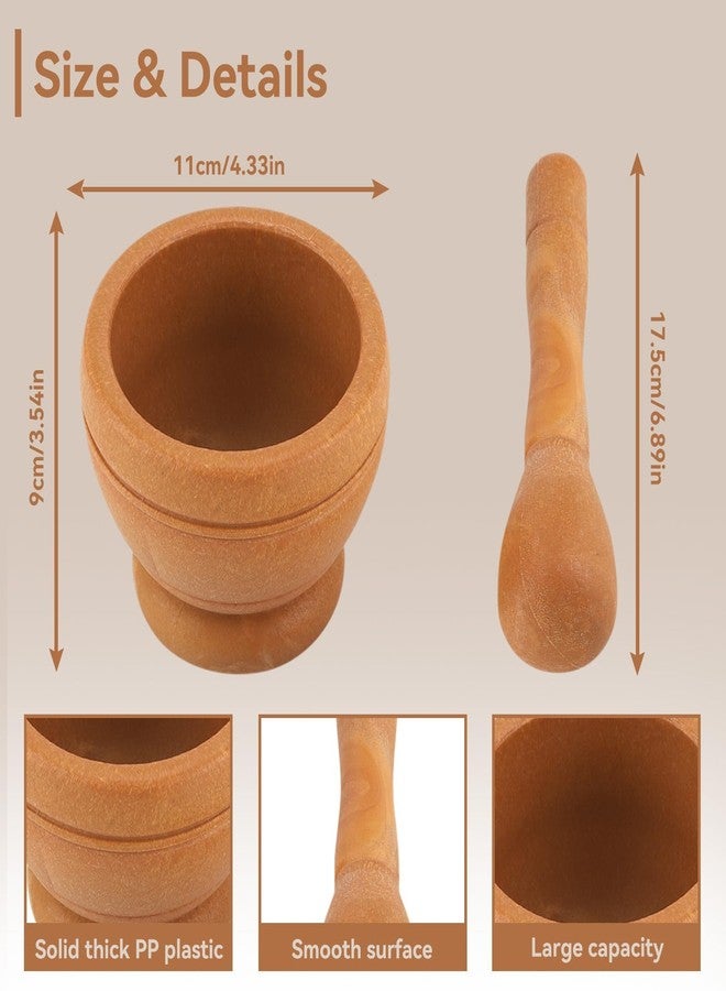 Beufee Mortar and Pestle, Grinder Bowl with Rod Hammer, Sauce Garlic Masher Hand Grinder Crusher Kitchen Gadgets Seasoning Spice Tools (Wooden) - Image 3