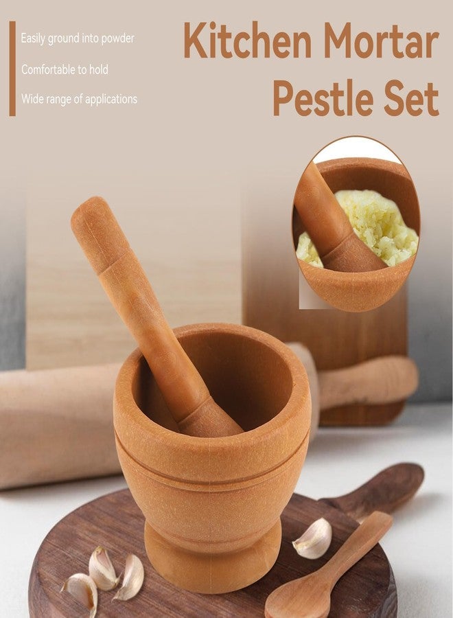 Beufee Mortar and Pestle, Grinder Bowl with Rod Hammer, Sauce Garlic Masher Hand Grinder Crusher Kitchen Gadgets Seasoning Spice Tools (Wooden) - Image 4