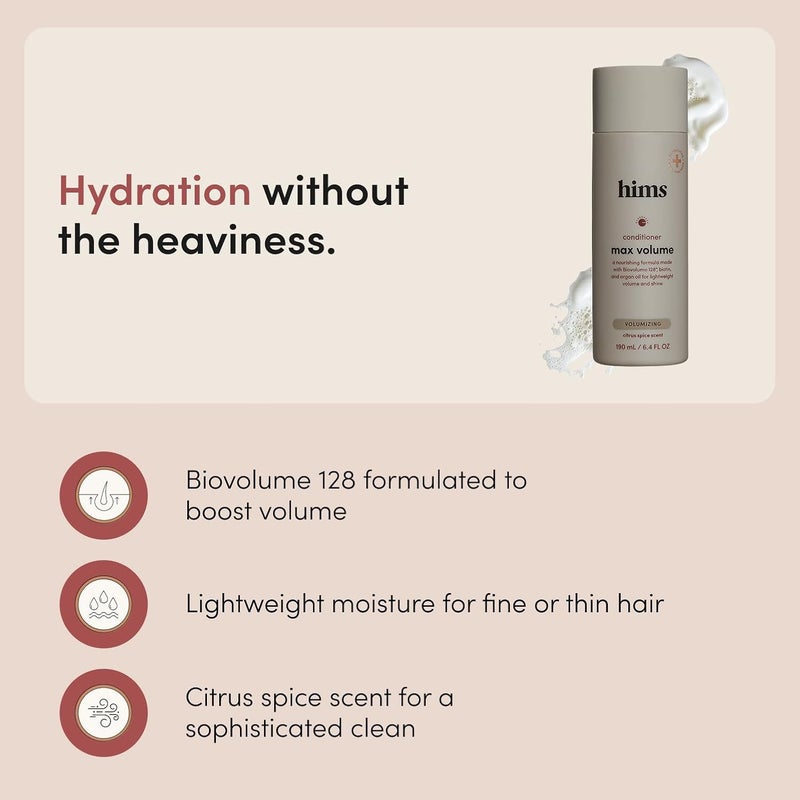 HIMS & HERS hims Max Volume Conditioner Biotin Citrus Spice Scent 2 Pack 64 Fl Oz - Image 2