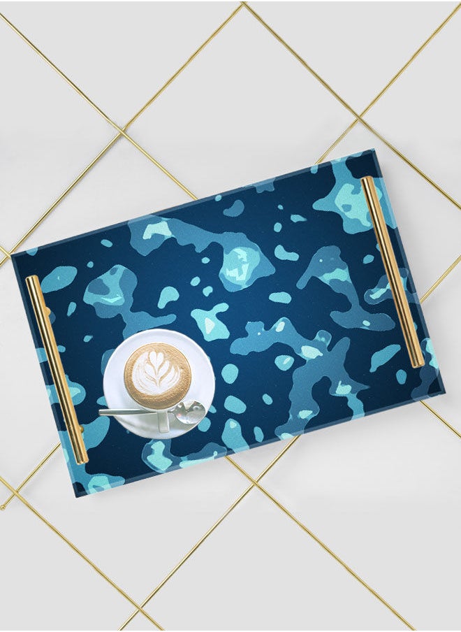 LOWHA Decorative Acrylic Serving Tray with Gold Color Metal Handles Camouflage Pattern 20x30cm  - Image 5