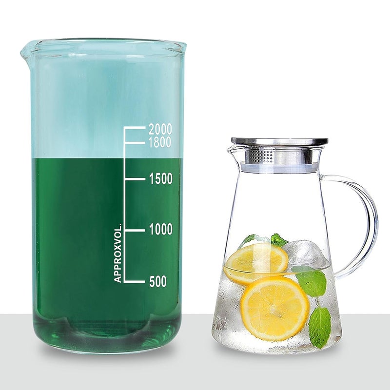 Jinelza Deli 1800 ML Water Juice Jug Pot Stainless Steel Air Tight CapTransparent Borosilicate GlassSet of 1 Pcs - Image 5