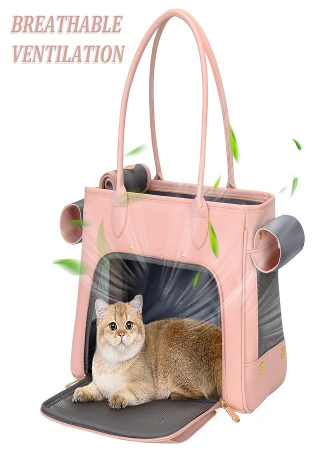 Minsong Fashion Pet Carrier Purse for Small Cat and Dog, Luxury Pu Soft-Sided Tote Bag with Large Pockets for Dogs and Puppies (Pink, 15.8" L x 7.5" W x 11.8" H) - Image 5
