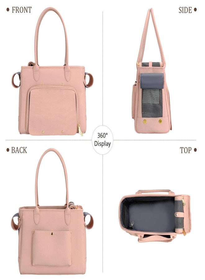 Minsong Fashion Pet Carrier Purse for Small Cat and Dog, Luxury Pu Soft-Sided Tote Bag with Large Pockets for Dogs and Puppies (Pink, 15.8" L x 7.5" W x 11.8" H) - Image 3