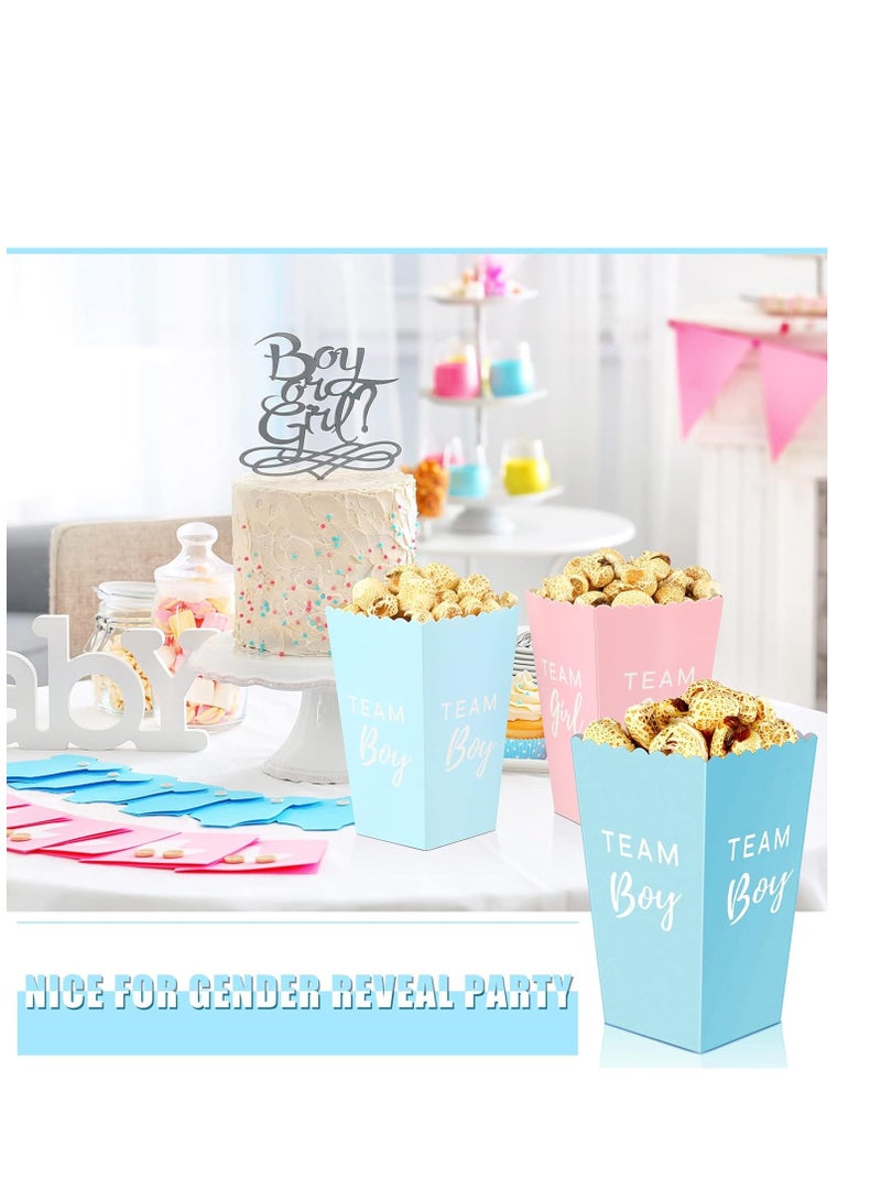 KASTWAVE Gender Reveal Paper Popcorn Boxes, Blue Pink Decorative Mini Popcorn and Candy Favor Treat Boxes, Team Boy Girl Paper Popcorn Boxes for Baby Shower Gender Reveal Party Supplies, 50 Pack - Image 5