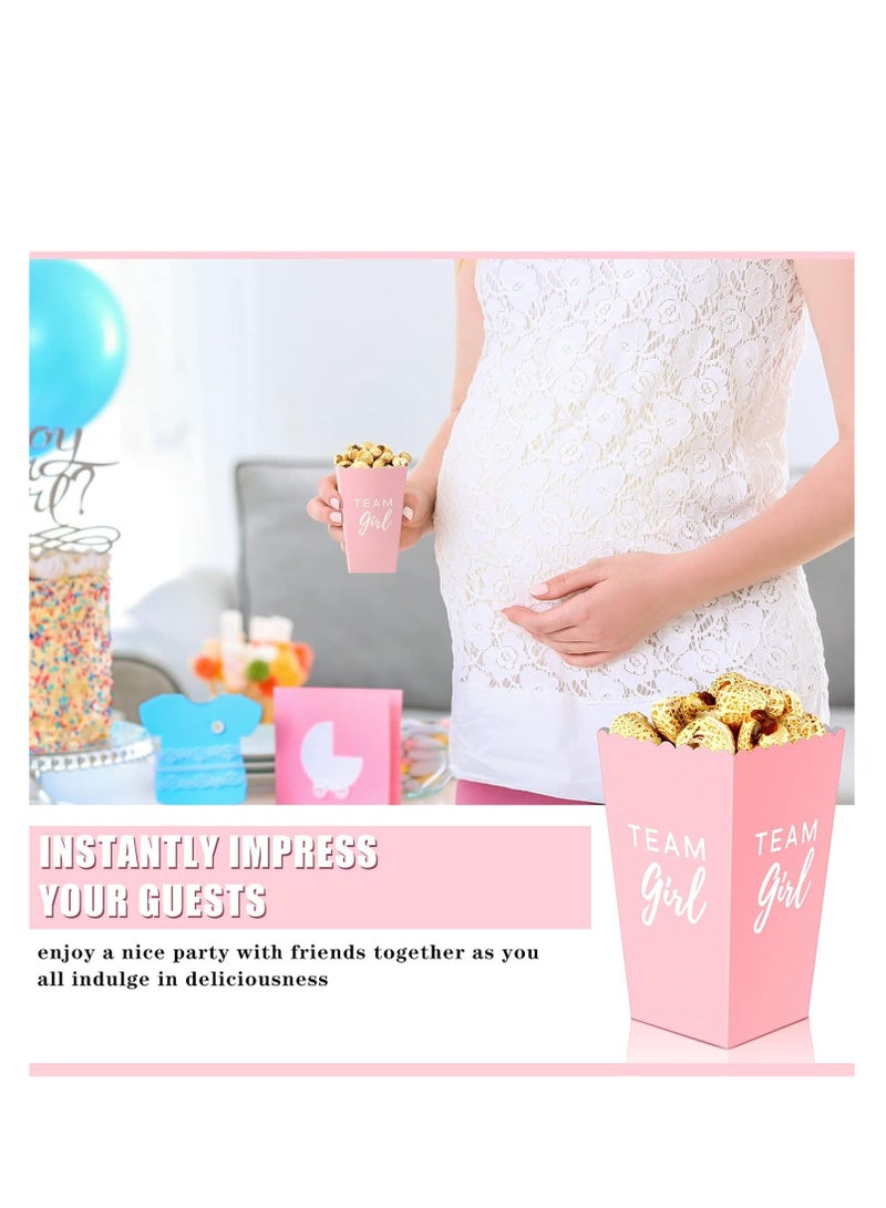 KASTWAVE Gender Reveal Paper Popcorn Boxes, Blue Pink Decorative Mini Popcorn and Candy Favor Treat Boxes, Team Boy Girl Paper Popcorn Boxes for Baby Shower Gender Reveal Party Supplies, 50 Pack - Image 2