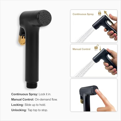 Orvos Health Faucet, Golden Black, ABS Outer Body with Brass Pin Inside, Gun only, Jet Spray for high end Luxury Toilets - Image 2