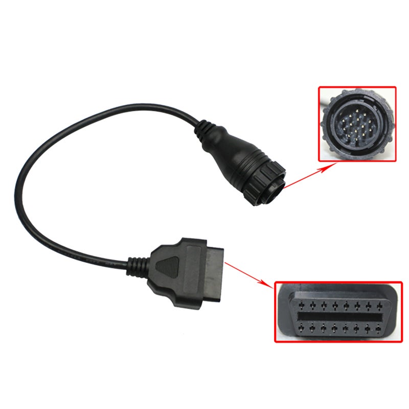 كابل تشخيص السيارة: 14 دبوس ذكر إلى 16 دبوس أنثى من مادة ABS 12V - موصل بديل عالي الجودة لفحص وتشخيص سيارات مرسيدس بنز - Image 4