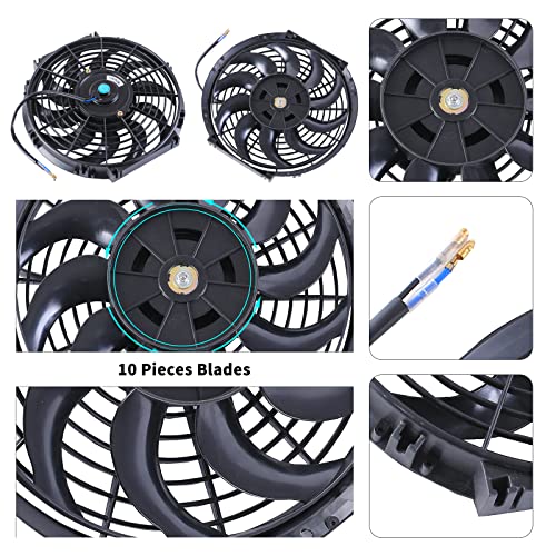 FGJQEFG 12 Inch Universal Slim Fan Push Pull Electric Radiator 12V 80W High Performance Cooling Fan Mount Kit Black 2 Pcs - Image 5