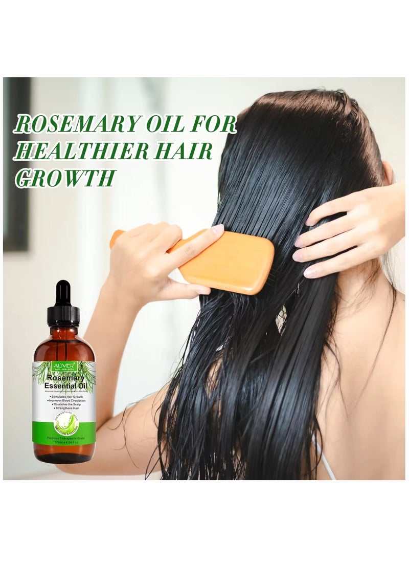 ALIVER - 120ml Rosemary Essential Oil  for Hair Growth Pure Organic Rosemary Oil for Dry Damaged Hair and Growth Hair Scalp Oil  Pure and Natural Premium Quality Oil Hair Loss Treatment Oil for Men and Women - Image 1