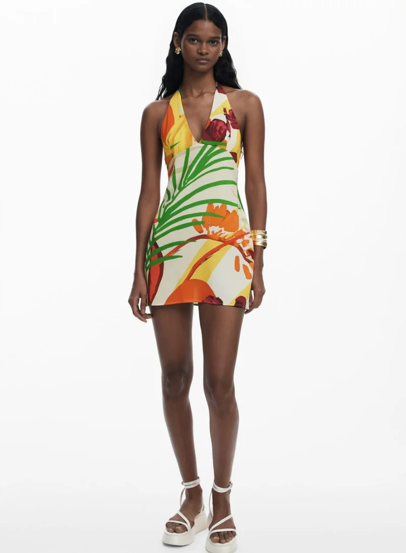 DESIGUAL Tropical Halter Dress
