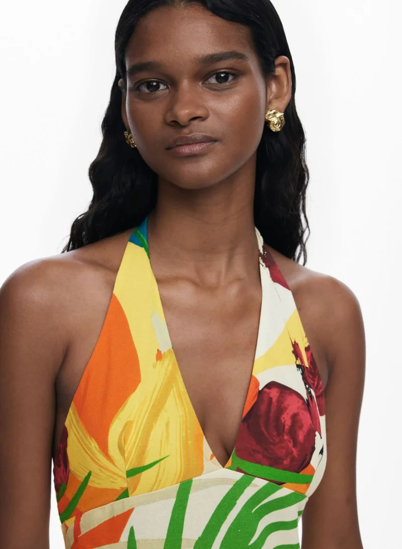 DESIGUAL Tropical Halter Dress