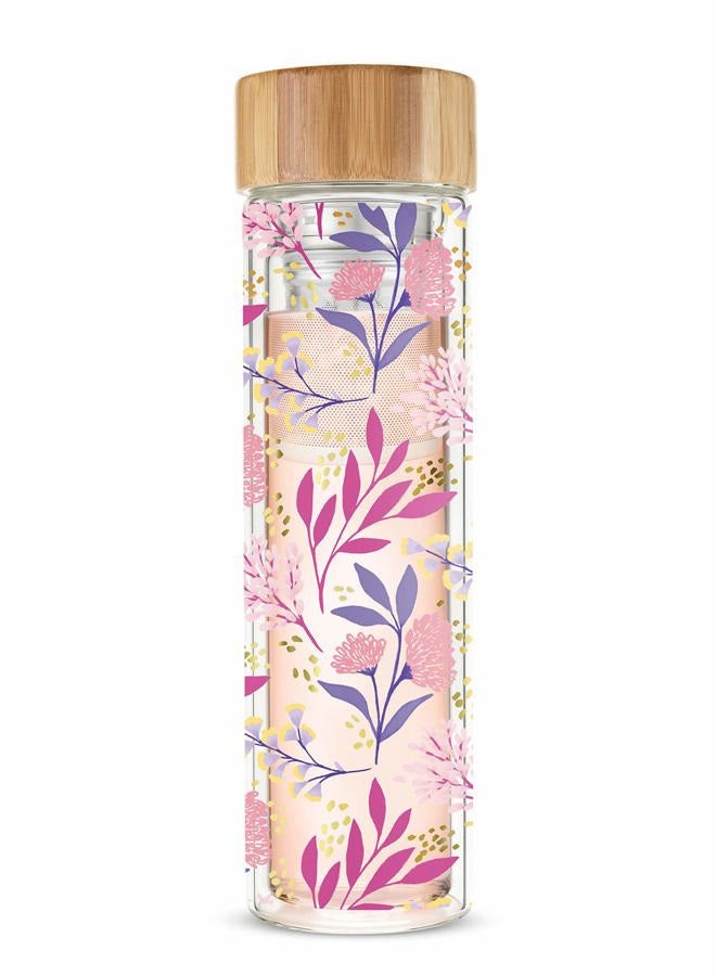 Pinky Up Blair Travel Tea Infuser Mug, Double Walled Insulated Travel Tumbler with Loose Leaf Tea Strainer, Travel Coffee Mug, Keeps Drinks Hot or Cold, 16 oz, Botanical Design - Image 4