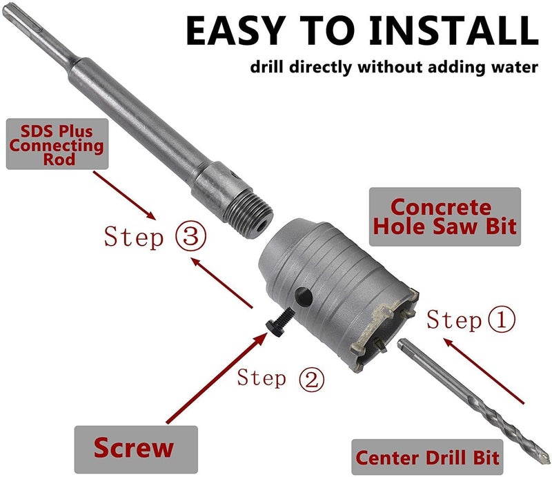 Inditrust Sds Shank Concrete Wall Drill Bit Hole Saw Cutter, 400 Mm Connecting Rod (50mm bit 400mm rod) - Image 2