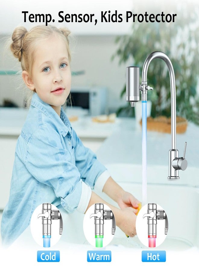 WINGSOL Stainless-Steel 360°Rotating Sink Water Filter with Temperature Sensitive LED Light, Carbon Block Water Filter for Sink Faucet, Reduces Chlorine, Heavy Metals and Bad Taste Faucet Water Filter - Image 2
