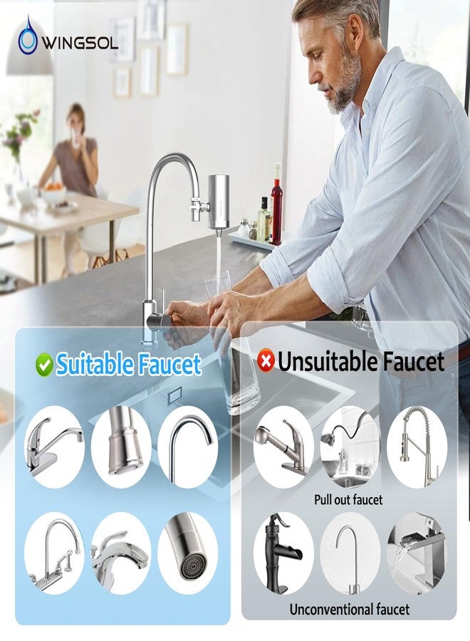 WINGSOL Stainless-Steel 360°Rotating Sink Water Filter with Temperature Sensitive LED Light, Carbon Block Water Filter for Sink Faucet, Reduces Chlorine, Heavy Metals and Bad Taste Faucet Water Filter - Image 3