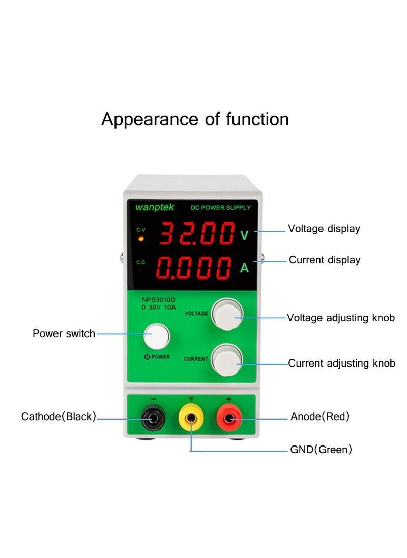 NPS3010W 0-30V/0-10A Variable DC Power Supply - Adjustable Bench Power Source