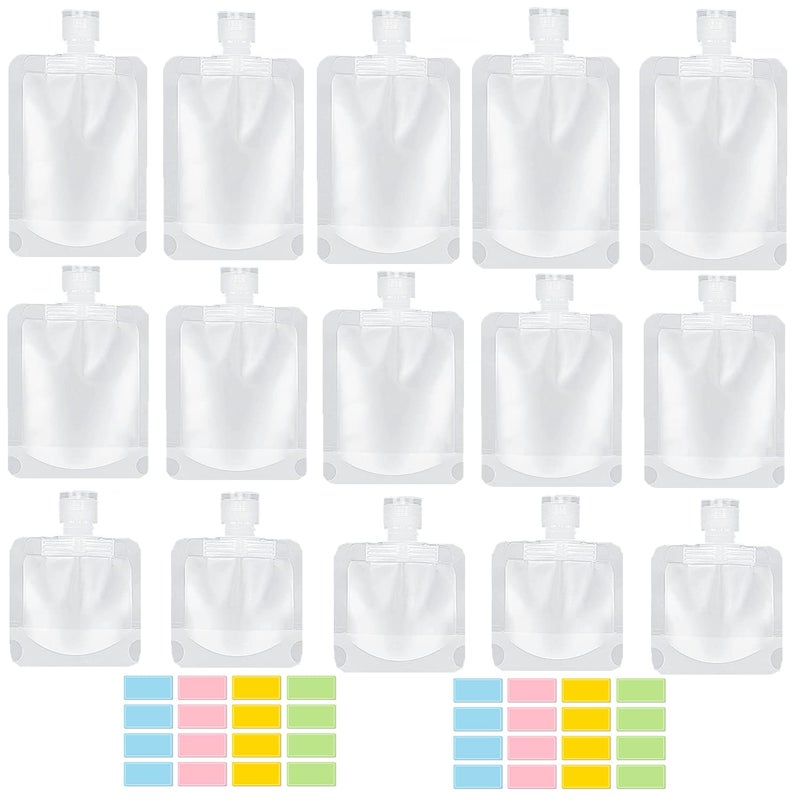 SEQUHITKU 17 Pack Travel Pouches for Toiletries,TSA Approved,Travel Size Portable Containers,Stand Up Pouch,Refillable Travel Accessories for Shampoo Conditioner Lotion Soap Liquids (B-17pcs) - Image 1