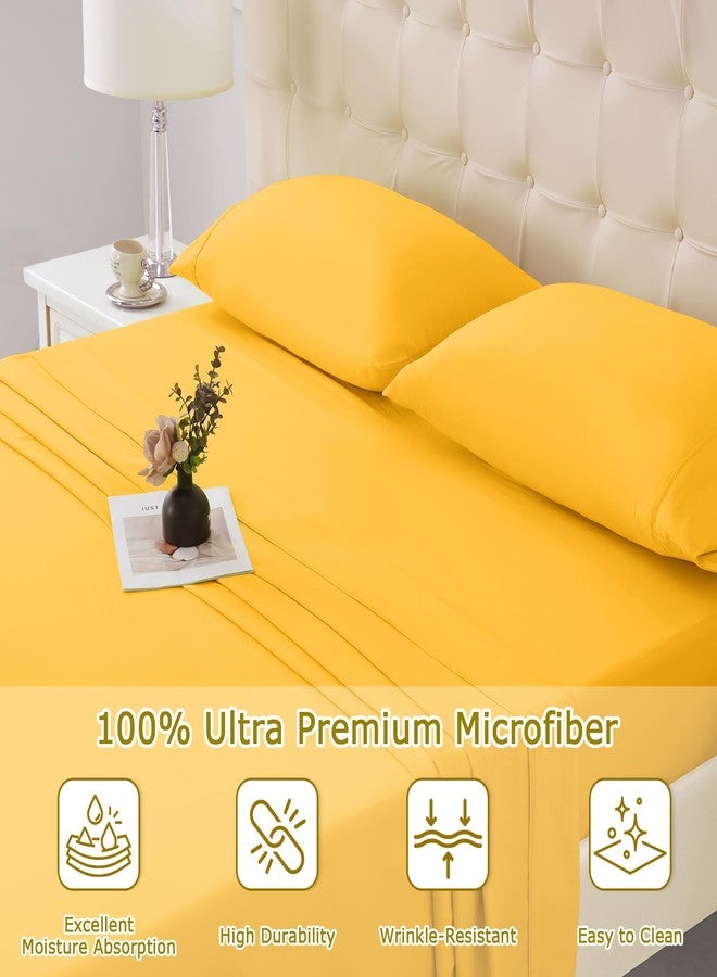 Homilay Twin Size Bed Sheet Set - 3-Piece Soft Microfiber Sheets with Deep Pockets, Cooling Technology, and Wrinkle-Free Pillowcase. Hotel-Quality, Durable Bedding, Spectra Yellow - Image 3