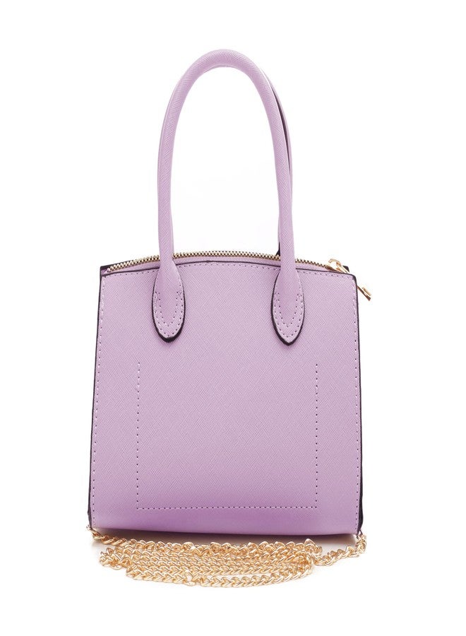 EVVE Women's Evening Bag Party Clutches Mini Satchel Purses Cocktail Prom Handbags with Chain and Lock | LAVENDER - Image 4