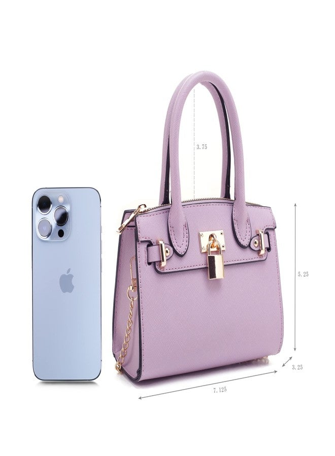 EVVE Women's Evening Bag Party Clutches Mini Satchel Purses Cocktail Prom Handbags with Chain and Lock | LAVENDER - Image 3