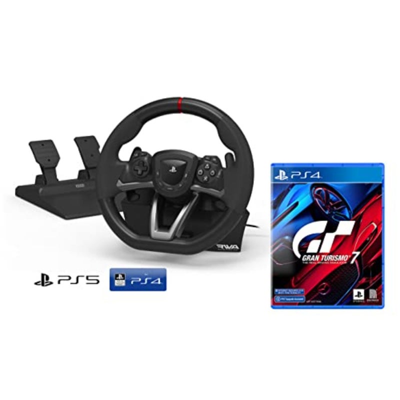Steering Wheel and Pedals for Sony PlayStation 4/5 Licensed New PS5-Compatible Model Includes Gran Turismo 7 Support for PS4 and PS5 Racing Simulation Setup for Home Gaming Black USB Wired - Image 1
