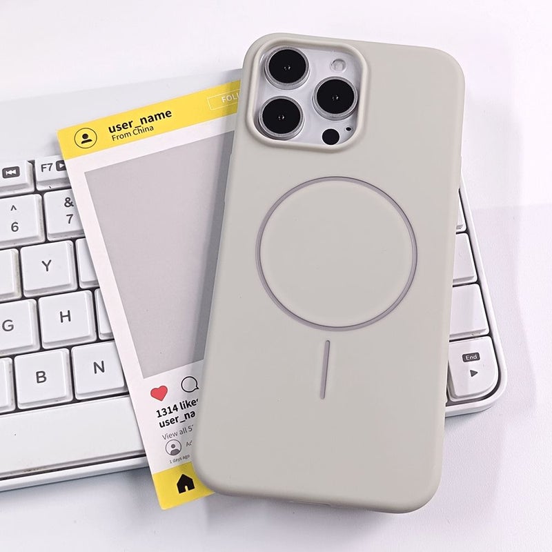 حالة مغناطيسية متوافقة مع iPhone 12 Pro Max، غطاء حماية من TPU غير لامع مضاد للصدمات، ناعم، مقاوم للخدوش، بطانة من الألياف الدقيقة، لون عاجي أبيض - Image 2