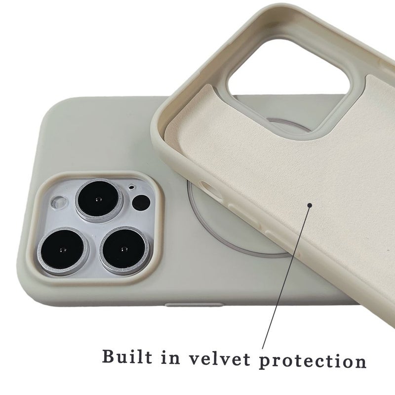 حالة مغناطيسية متوافقة مع iPhone 12 Pro Max، غطاء حماية من TPU غير لامع مضاد للصدمات، ناعم، مقاوم للخدوش، بطانة من الألياف الدقيقة، لون عاجي أبيض - Image 4