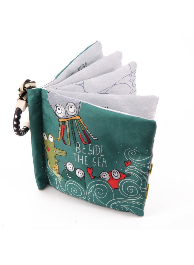 Special For Baby Animal Tail Cloth Book Insect Animal Three-dimensional Cloth Book Touch Ring Paper BBER Washable-Color:TL Cloth Book Green Octopus  - Image 1