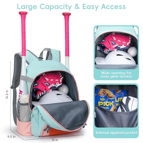 KAVIGOR 2026 Youth Baseball & Softball Bag | Ultra-Light Tball Backpack with Shoe Compartment & Helmet Holder | Skin-Soft Fabric - Image 3