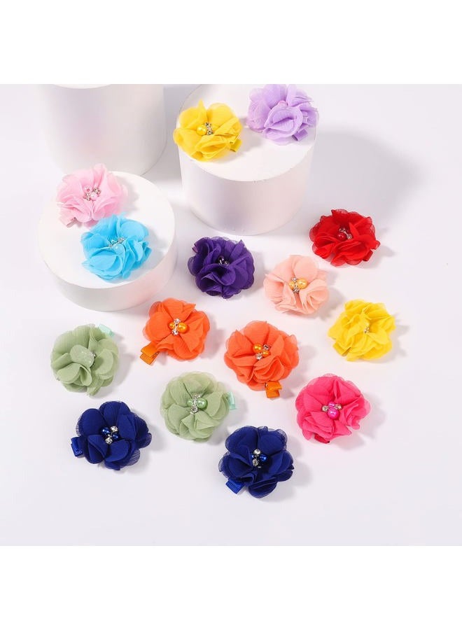 jollybows 30pcs Baby Girls Alligator Hair Clips Chiffon Flower Hair Barrettes Accessories for Kids Toddler Teens (01) - Image 3