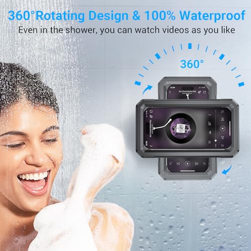 Coolpow Shower Phone Holder Waterproof【480°Rotatable】Retractable Adjustable Shower Phone Case Shower Stall Accessories for Bathroom Wall Phone Mount Stand Water Proof Anti Fog Case for 4-7"Cellphones - Image 3