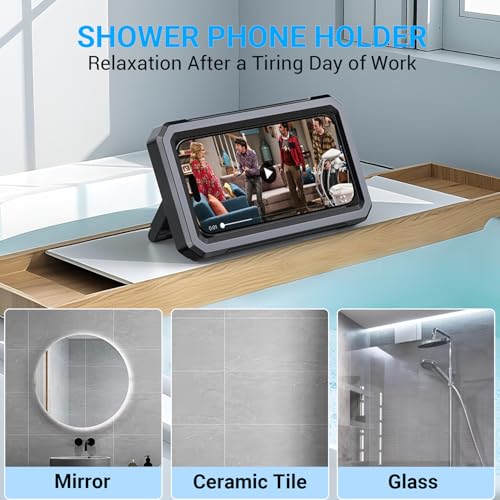 Coolpow Shower Phone Holder Waterproof【480°Rotatable】Retractable Adjustable Shower Phone Case Shower Stall Accessories for Bathroom Wall Phone Mount Stand Water Proof Anti Fog Case for 4-7"Cellphones - Image 5