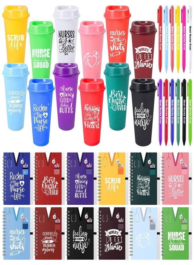 Skylety 36 Pcs Nurse Gifts Set 12 Appreciation Tumbler 12 Notebooks Motivational Journals 12 Thank You Ballpoint Pens 2025 Nurse Week CNA Gifts for Women(Style C) - Image 1
