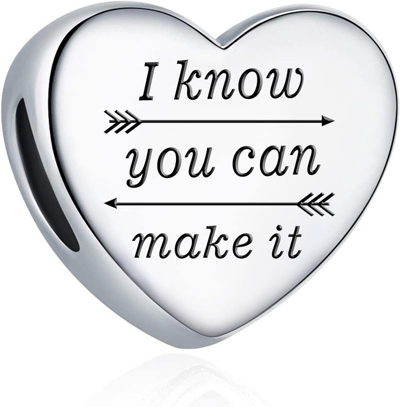 MUERDOU Heart Charm Fit for Pandora Charms Bracelet Inspirational Engraving Jewelry Personality Encouragement Gifts for Women - Image 1