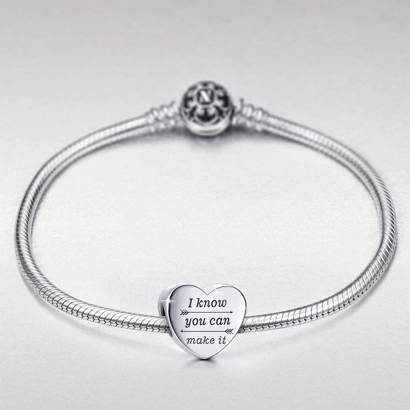 MUERDOU Heart Charm Fit for Pandora Charms Bracelet Inspirational Engraving Jewelry Personality Encouragement Gifts for Women - Image 5