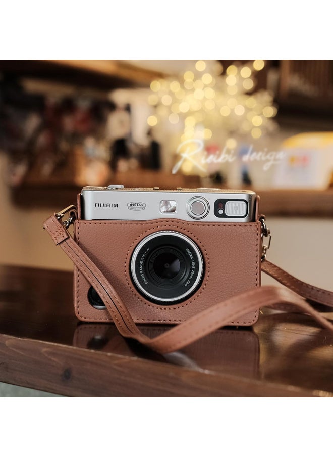 Bincoo Case for Fuji Mini EVO Instant Camera - Lychee Texture Premium PU Leather Fuji Mini EVO Camera Case with Adjustable Shoulder Strap & Coin Purse - Brown - Image 2