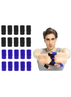 RATSAW Finger Sleeves 20 PCS Finger Sleeves Protectors Sport Finger Sleeves Thumb Brace Support Finger Brace Elastic Thumb Sleeves for Relieving Pain Arthritis Trigger Finger Black and Sapphire blue  - Image 1