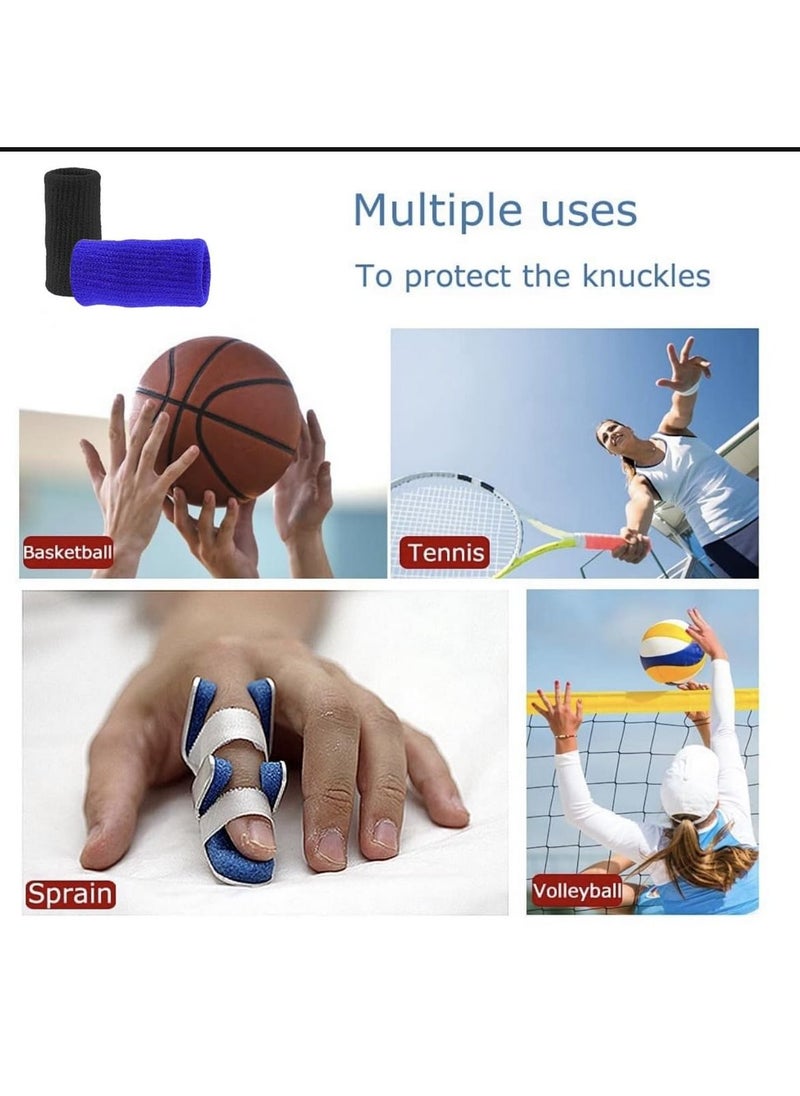 RATSAW Finger Sleeves 20 PCS Finger Sleeves Protectors Sport Finger Sleeves Thumb Brace Support Finger Brace Elastic Thumb Sleeves for Relieving Pain Arthritis Trigger Finger Black and Sapphire blue  - Image 2