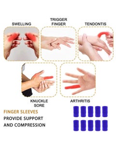 RATSAW Finger Sleeves 20 PCS Finger Sleeves Protectors Sport Finger Sleeves Thumb Brace Support Finger Brace Elastic Thumb Sleeves for Relieving Pain Arthritis Trigger Finger Black and Sapphire blue  - Image 4
