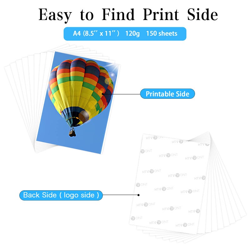 HTVRONT Sublimation Paper 8.5 x 11 inches - 150 Sheets Sublimation Paper Compatible with Inkjet Printer 120gsm - Image 4