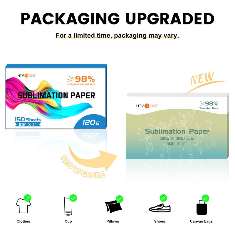 HTVRONT Sublimation Paper 8.5 x 11 inches - 150 Sheets Sublimation Paper Compatible with Inkjet Printer 120gsm - Image 3