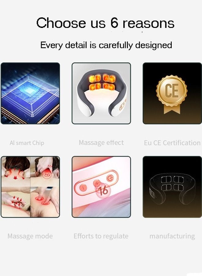 Bukela Smart Neck Massager with Heat, Cordless Massage for Neck, Electric Pulse Massager for Pain Relief with 8 heads 9 Levels, Lightweight for Office, Home, Travel - Image 2