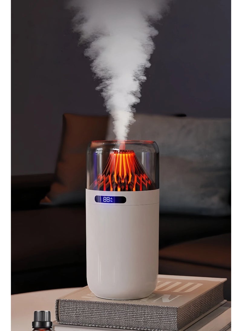 مرطب هواء برائحة الزيوت العطرية، 7 ألوان لهب، بدون ضوضاء، مناسب للمنزل والمكتب، ناشر للعلاج بالروائح العطرية، أبيض، جهاز ترطيب، ناشر عطر، مرطب هواء للسيارة، 360 مل - Image 1